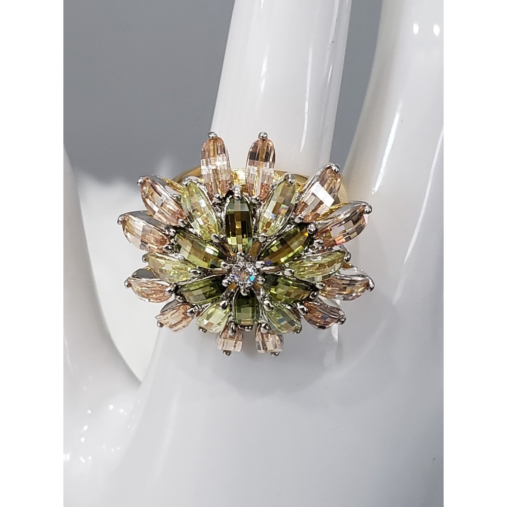 LAUREN G ADAMS Starburst Pink Green Garden Flower Atomic Vintage Ring SIZE 9